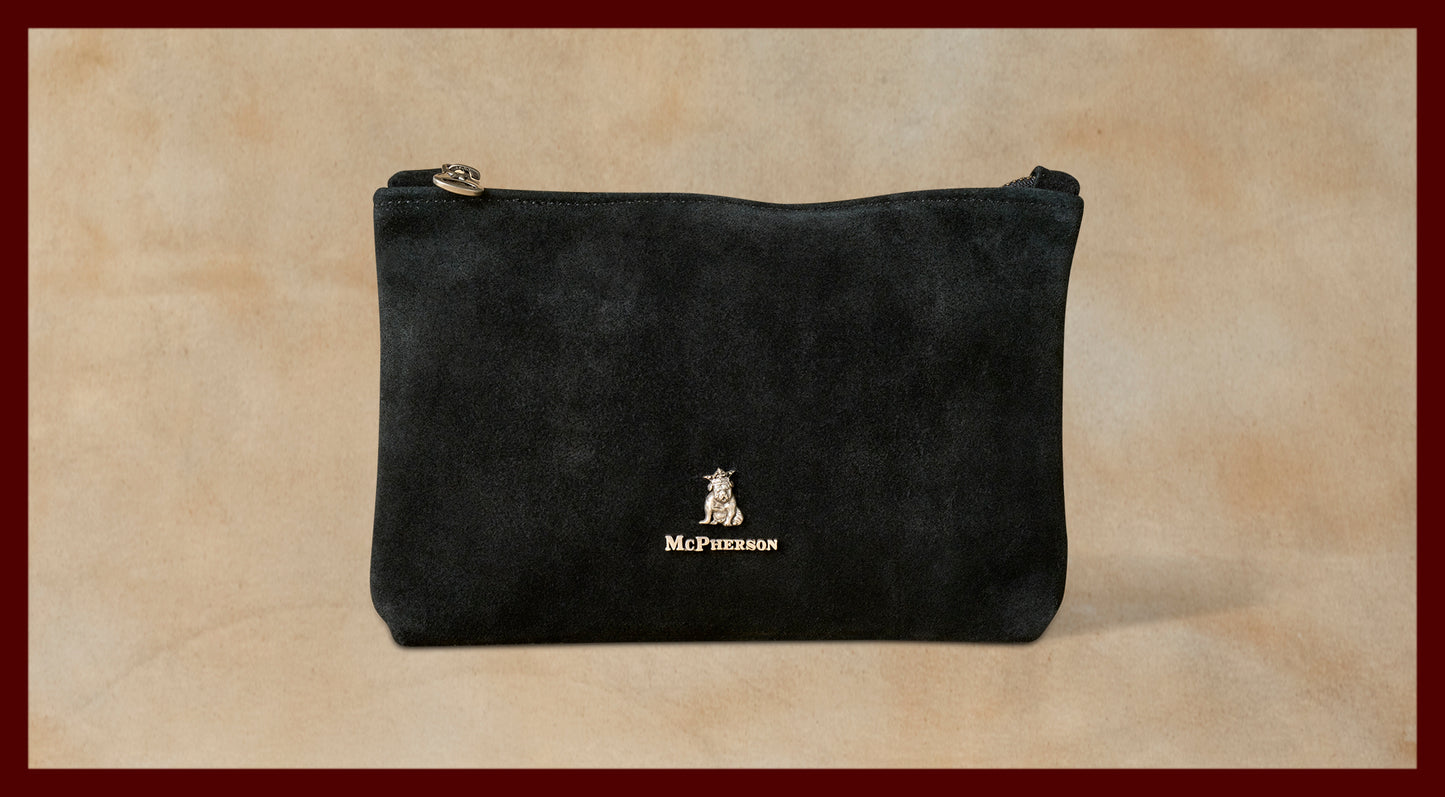Axel Cable and Valuables Pouch Calf Skin Suede-Black
