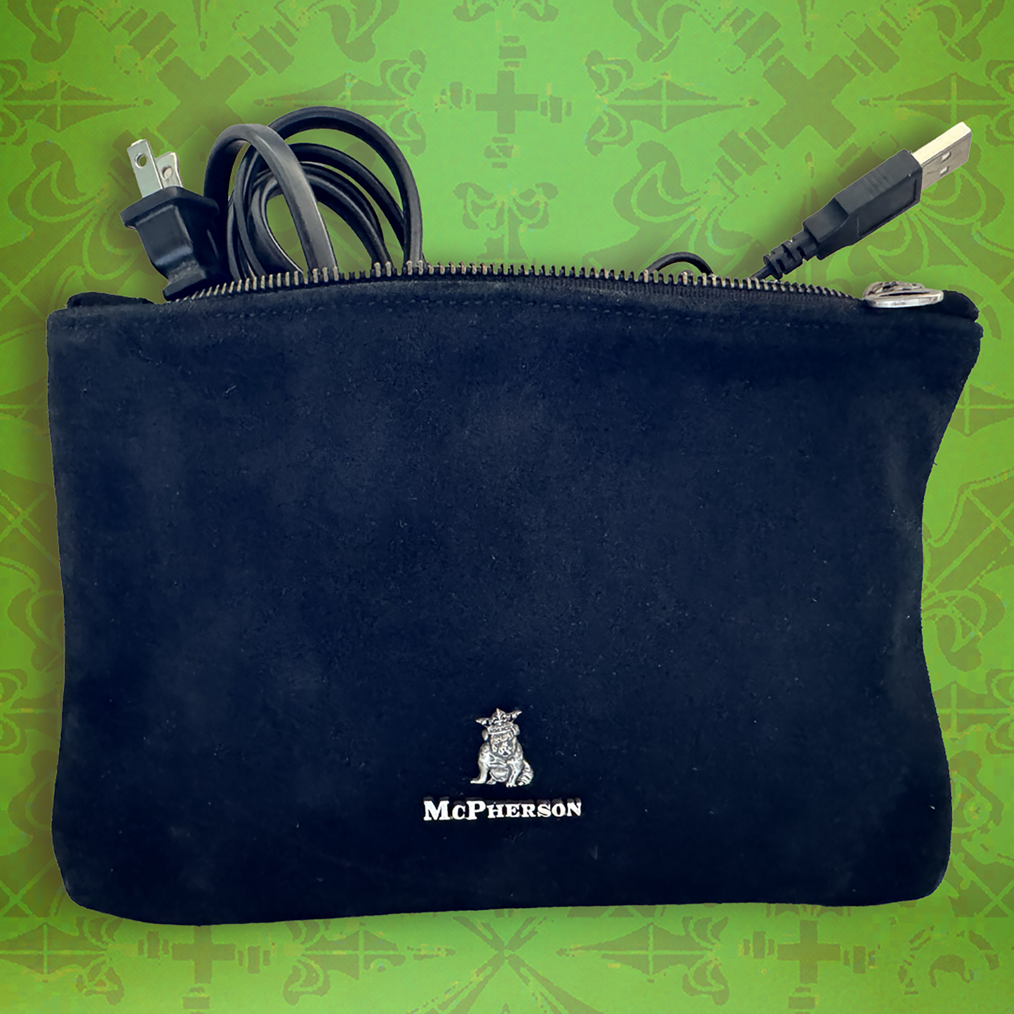Axel Black Suede Leather Valuables Pouch