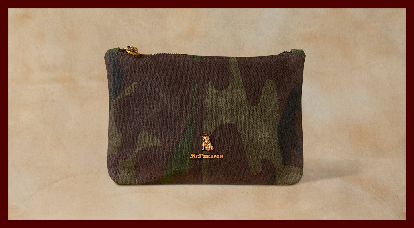 Axel Cable And Valuables Pouch Waxed Cotton Canvas-Camouflage