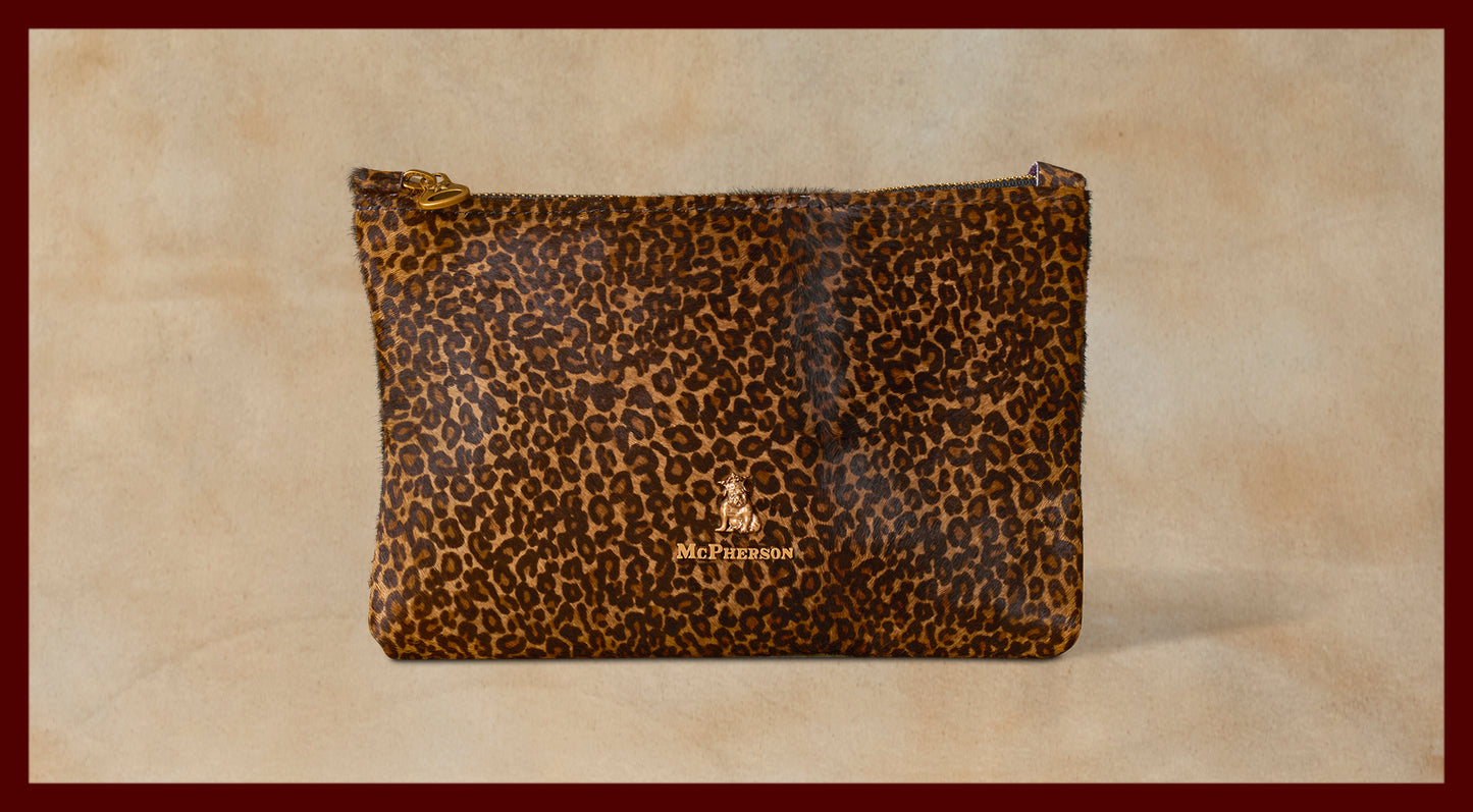 Axel Cable and Valuables Pouch Hair-On Calf Skin-Dark Leopard