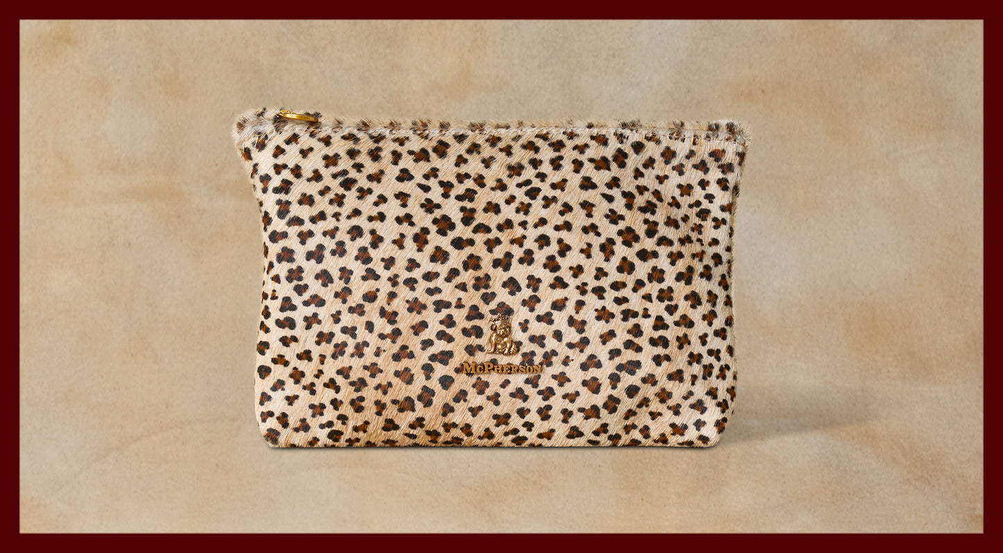 Axel Cable and Valuables Pouch Hair-On Calf Skin-Light Leopard