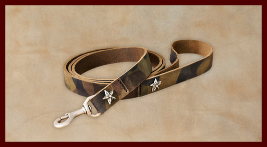 Bubba Camouflage Leather Dog Leash-Large