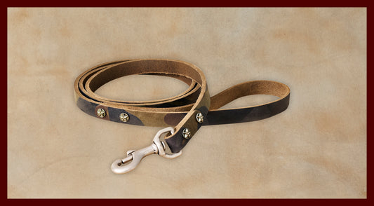Bubba Camouflage Leather Dog Leash-Small