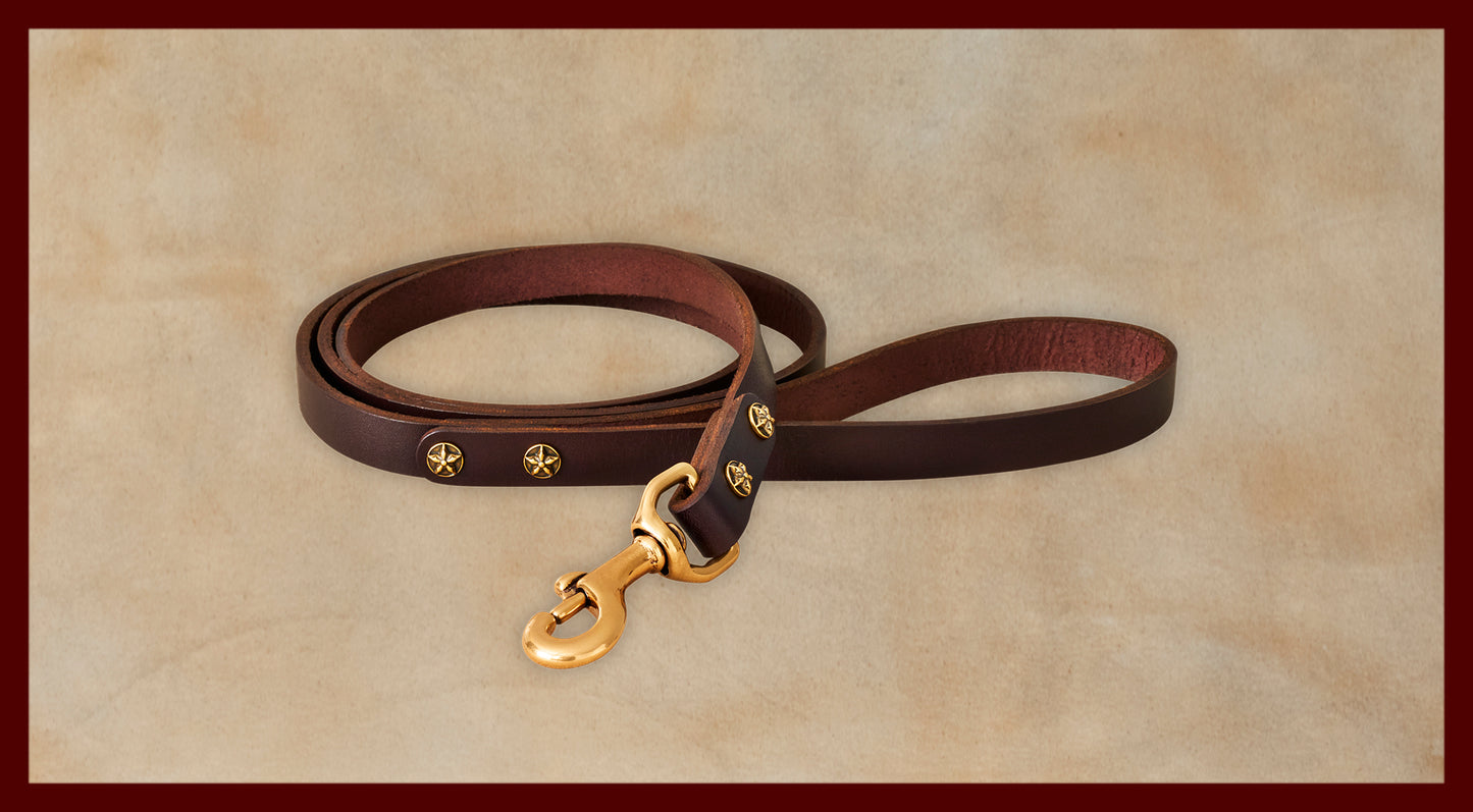 Bubba Dark Brown Leather Dog Leash-Small