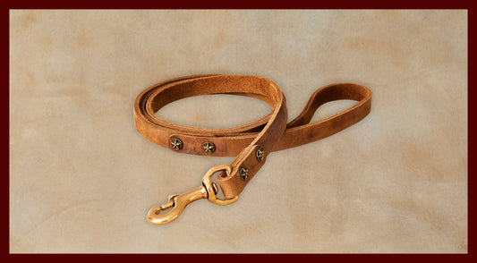 Bubba Chestnut Leather Dog Leash-Small
