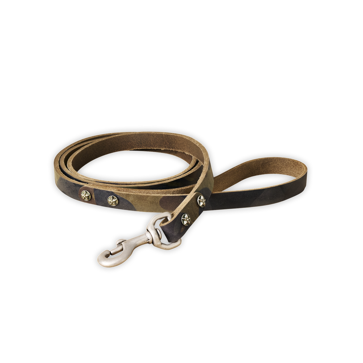 Bubba Dog Leash Vegetable Tanned Cowhide-Camouflage Small