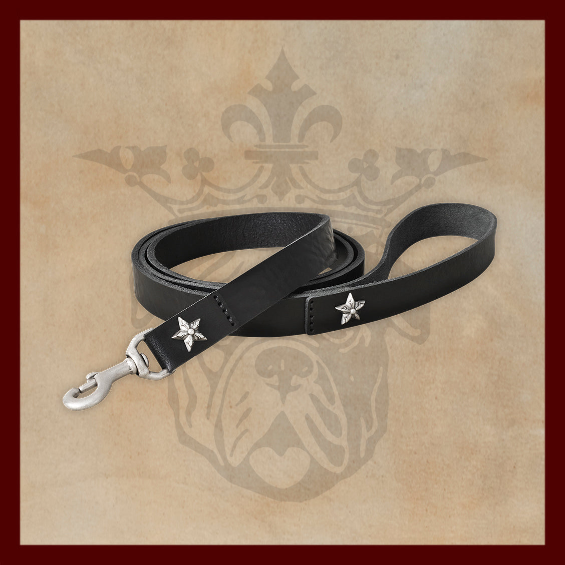 Bubba Black Leather Dog Leash-Large