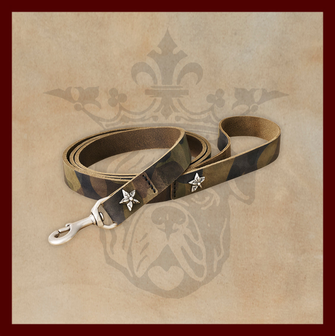 Bubba Camouflage Leather Dog Leash-Large