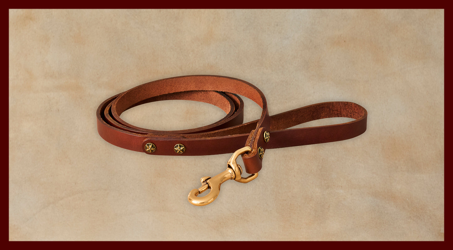 Bubba Dog Leash Vegetable Tanned Cowhide-Medium Brown Small