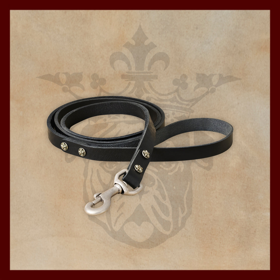 Bubba Black Leather Dog Leash-Small