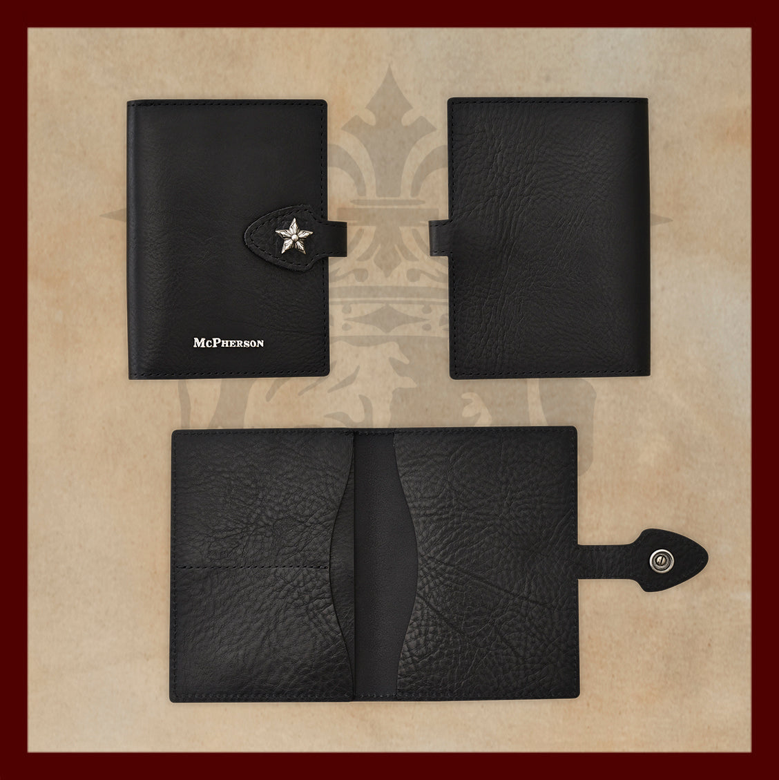 Butch Black Leather Passport Wallet