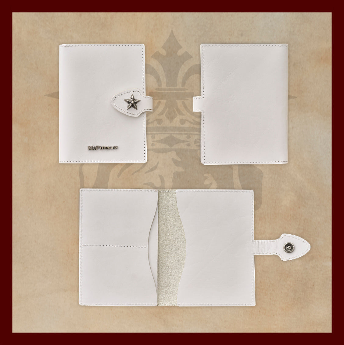 Butch White Leather Passport Wallet
