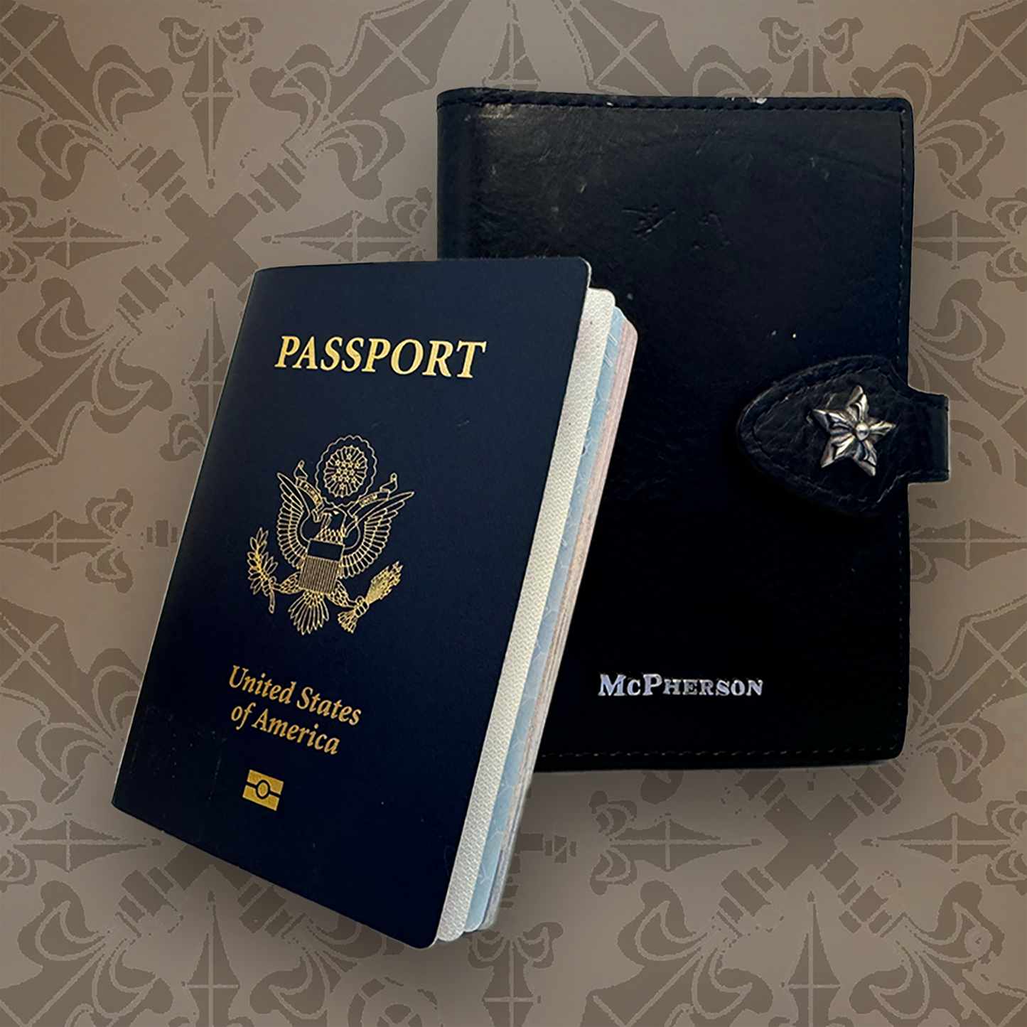 Butch Black Leather Passport Wallet