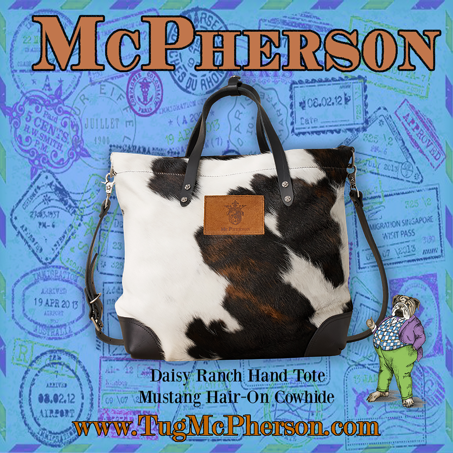 Daisy Ranch Hand Cow Print Tote