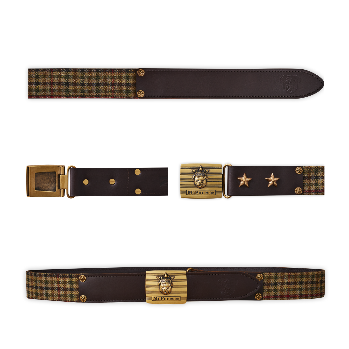 Tug's Engineer Belt Scottish Wool Tweed-Kirkton Brown Plaid