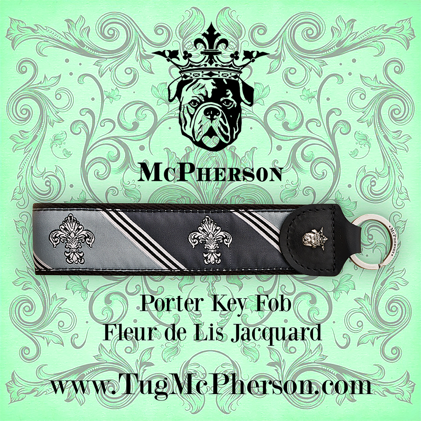 Porter Novelty Fleur de Lis Pattern Key Fob