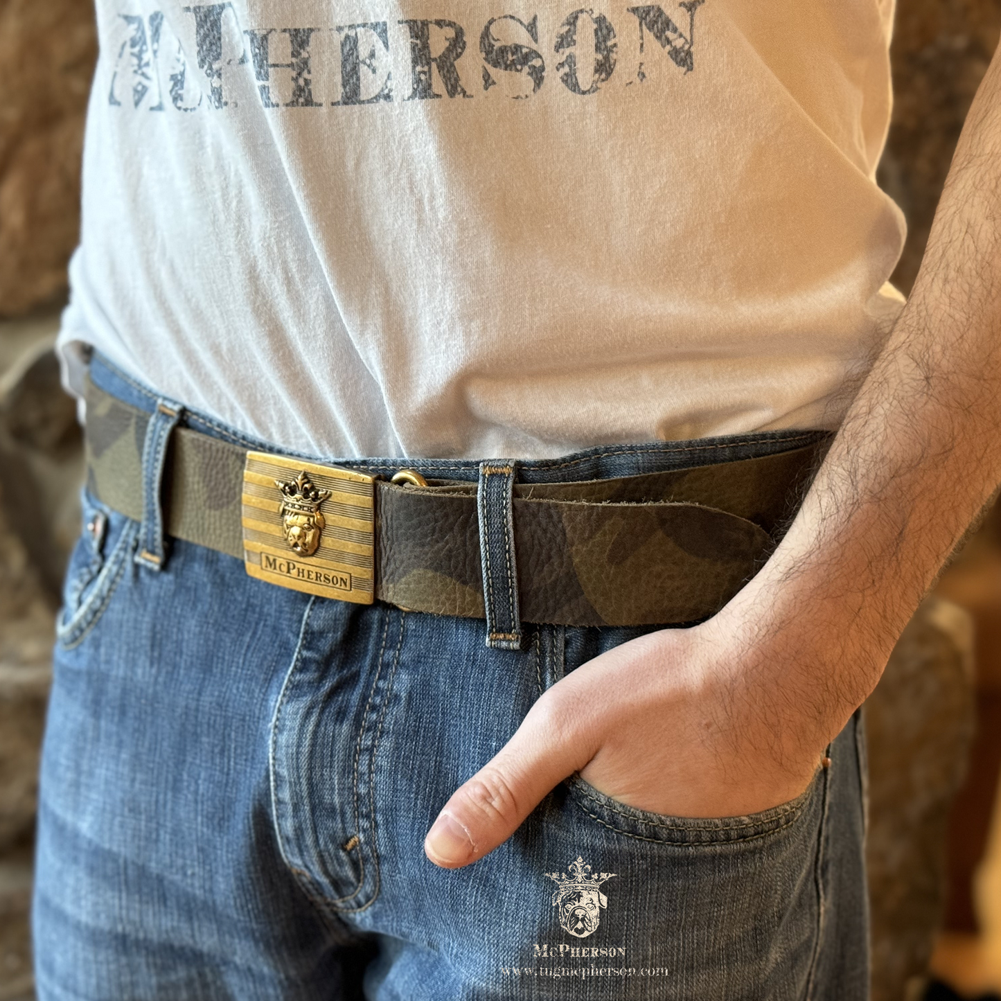 Tug's Camouflage Leather Engineer Belt
