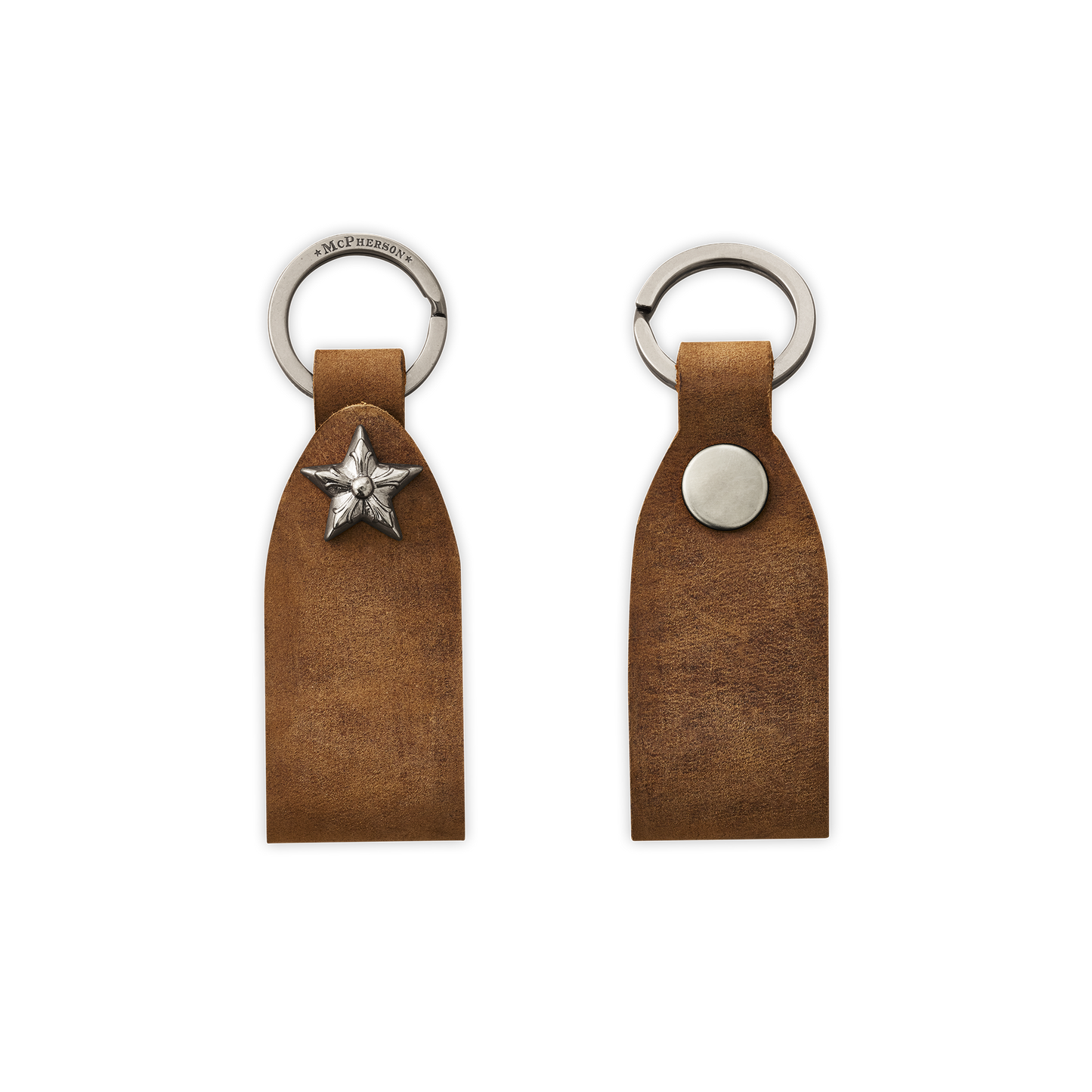 Laddie Belt Loop Ring Distressed Nubuck Cowhide-Chestnut-Silver Hardware