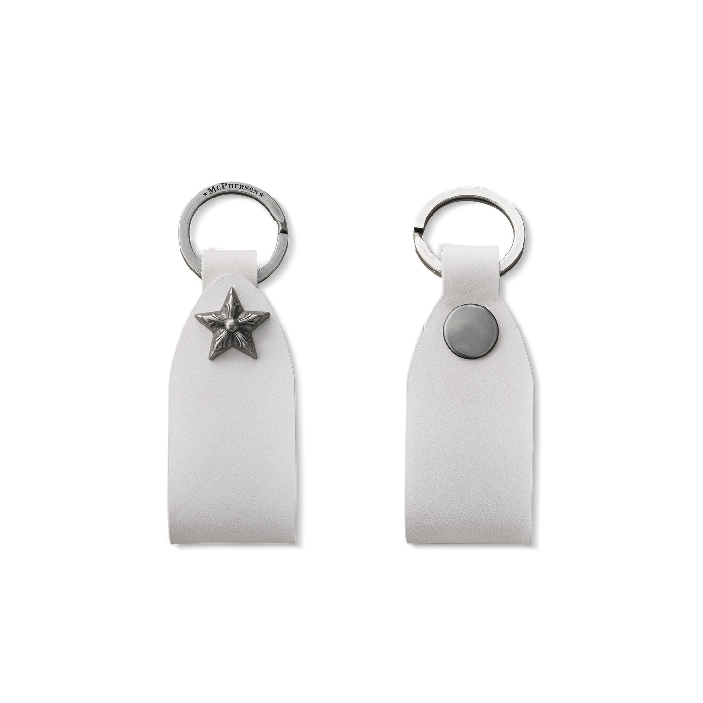 Laddie Belt Loop Ring Vegetable Tanned Cowhide-White-Silver Hardware