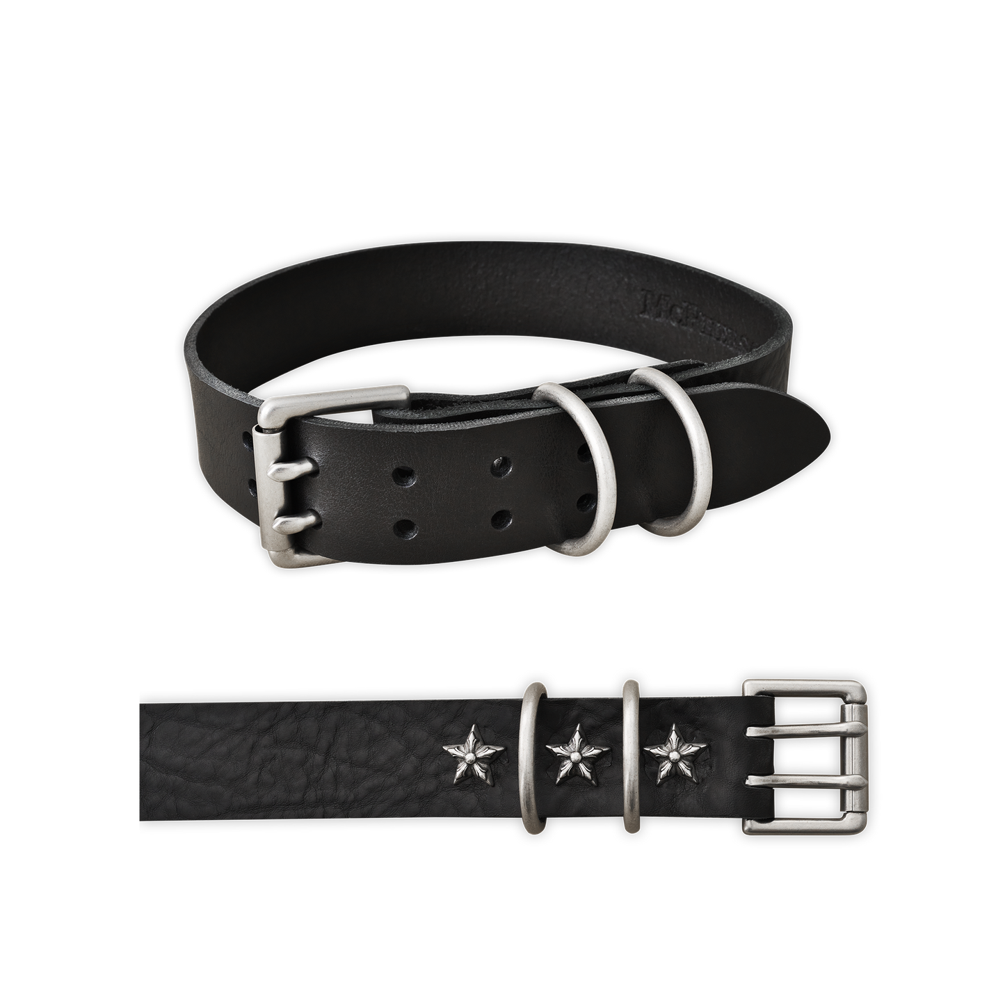 Old Boy Dog Collar Vegetable Tanned Cowhide-Black Large
