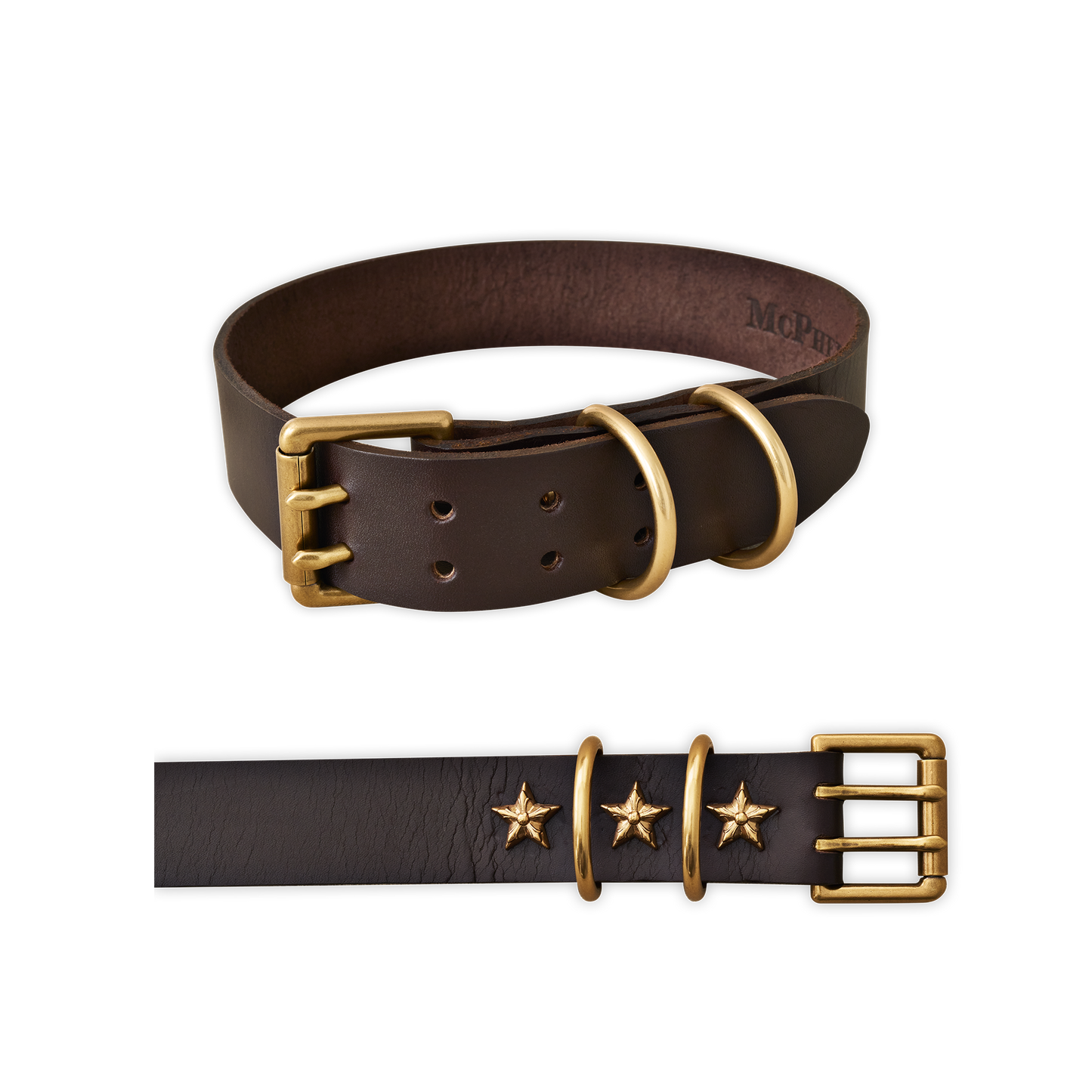 Old Boy Dog Collar Vegetable Tanned Cowhide-Dark Brown Large