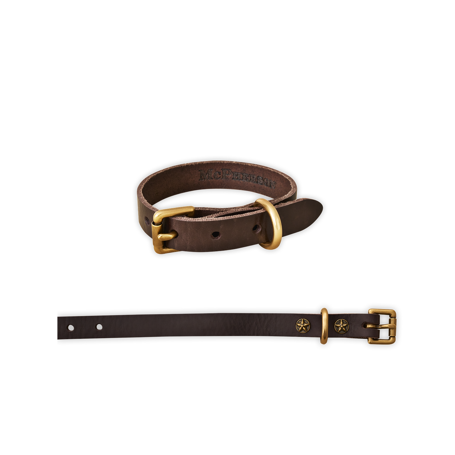 Old Boy Dog Collar Vegetable Tanned Cowhide-Dark Brown Small