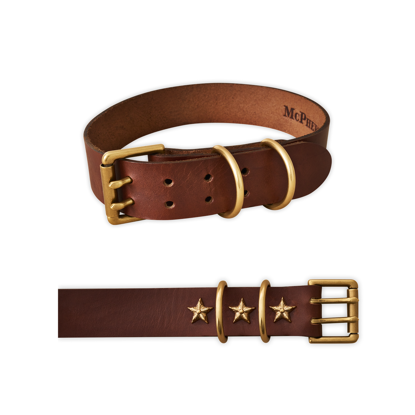 Old Boy Dog Collar Vegetable Tanned Cowhide-Medium Brown Large