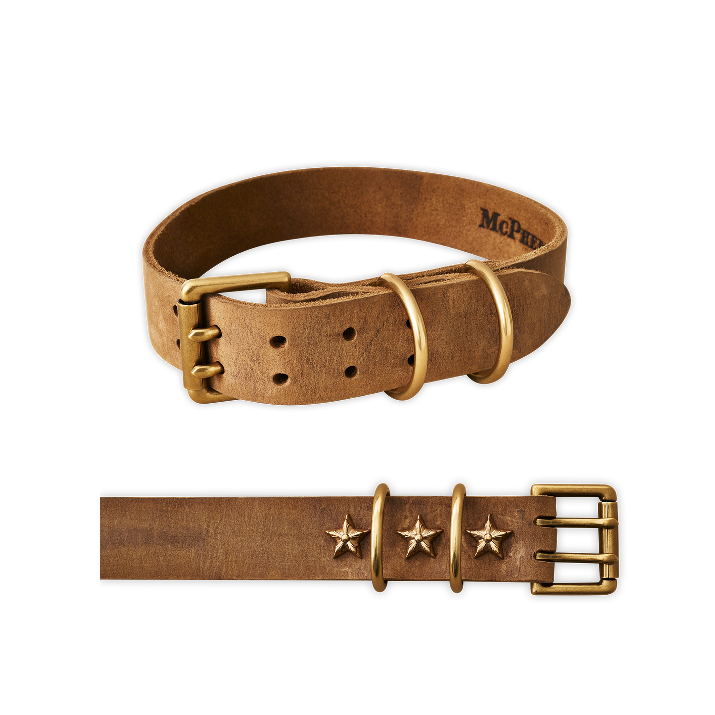 Old Boy Dog Collar Distressed Nubuck Cowhide-Chestnut Large