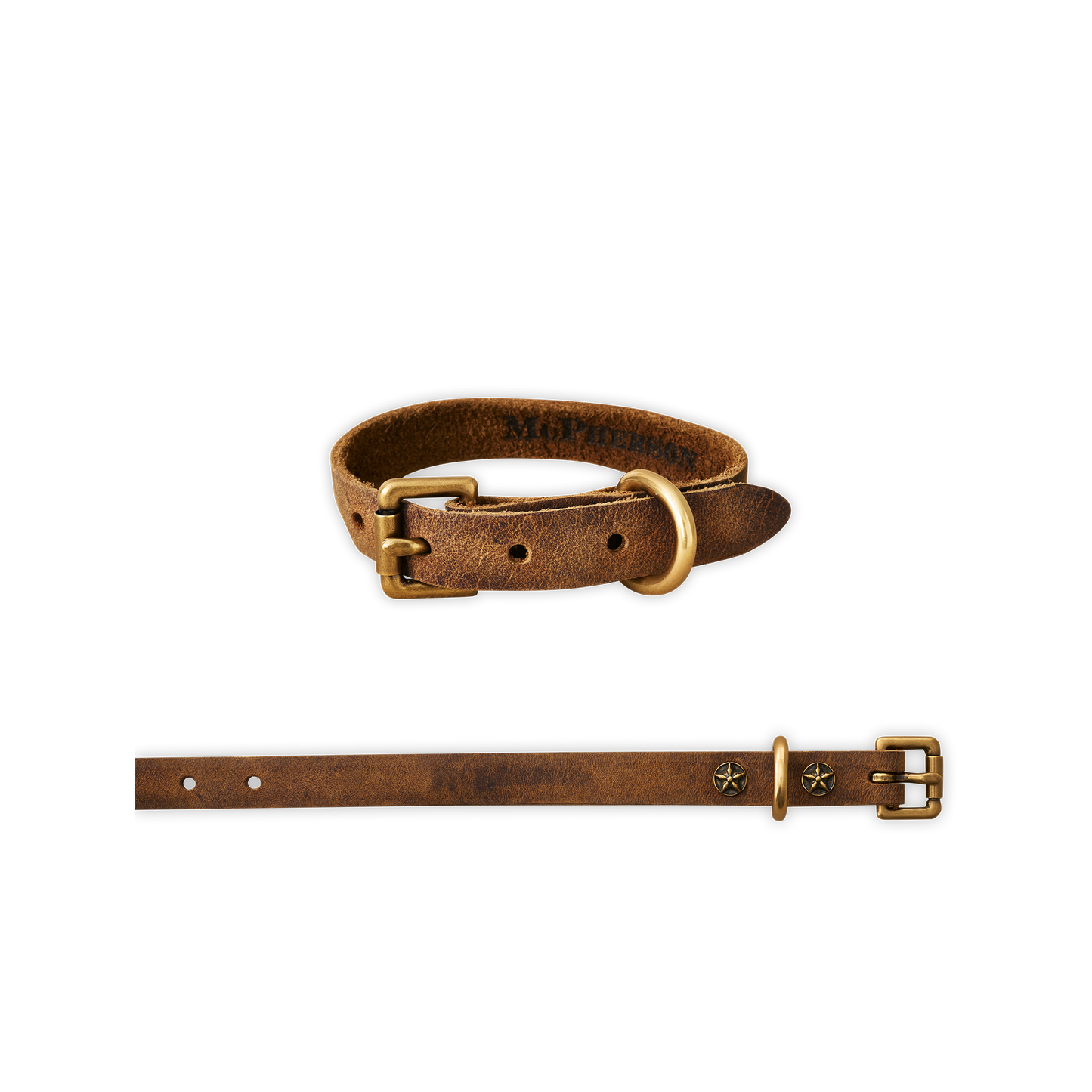 Old Boy Dog Collar Distressed Nubuck Cowhide-Chestnut Small