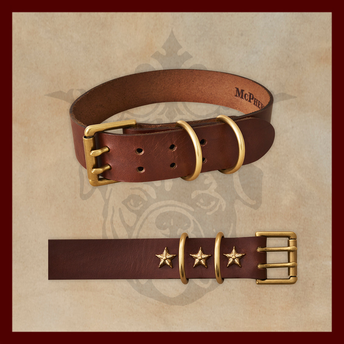 Old Boy Medium Brown Dog Collar-Large
