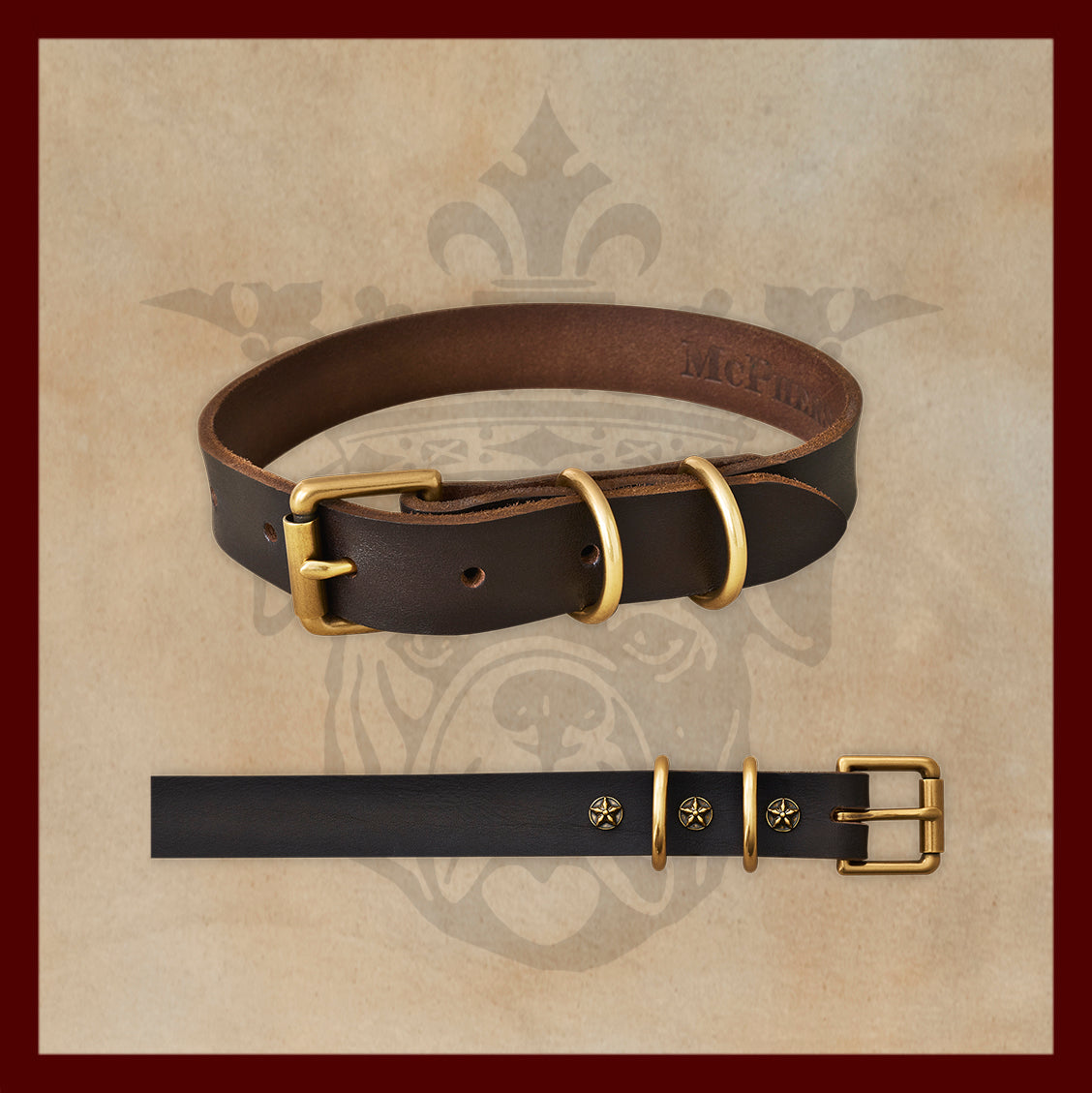 Old Boy Dark Brown Dog Collar-Medium