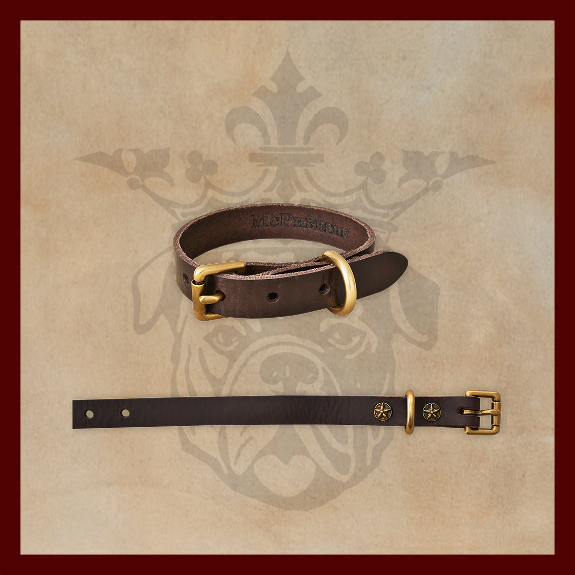 Old Boy Dark Brown Dog Collar-Small