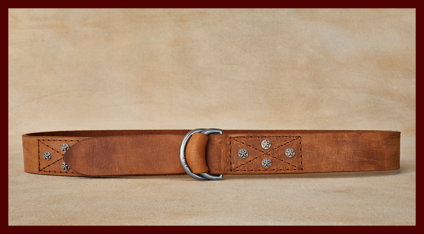 Otis Chestnut Leather D-Ring Belt