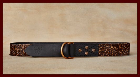 Otis Dark Leopard Leather D-Ring Belt
