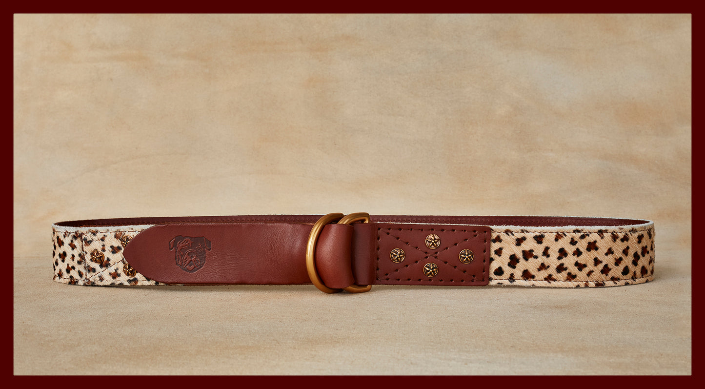 Otis Light Leopard Leather D-Ring Belt