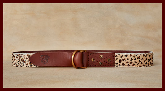 Otis Light Leopard Leather D-Ring Belt