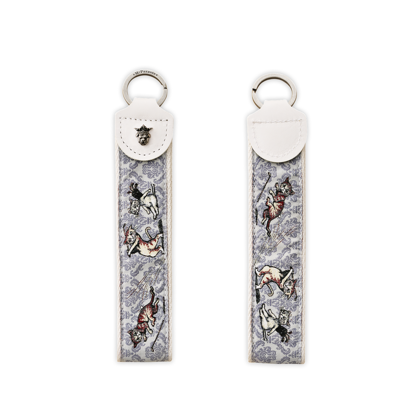 Porter Key Fob Woven Jacquard-Golfing Cats
