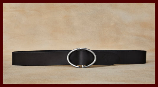 Rufus Elliptic Black Leather Belt