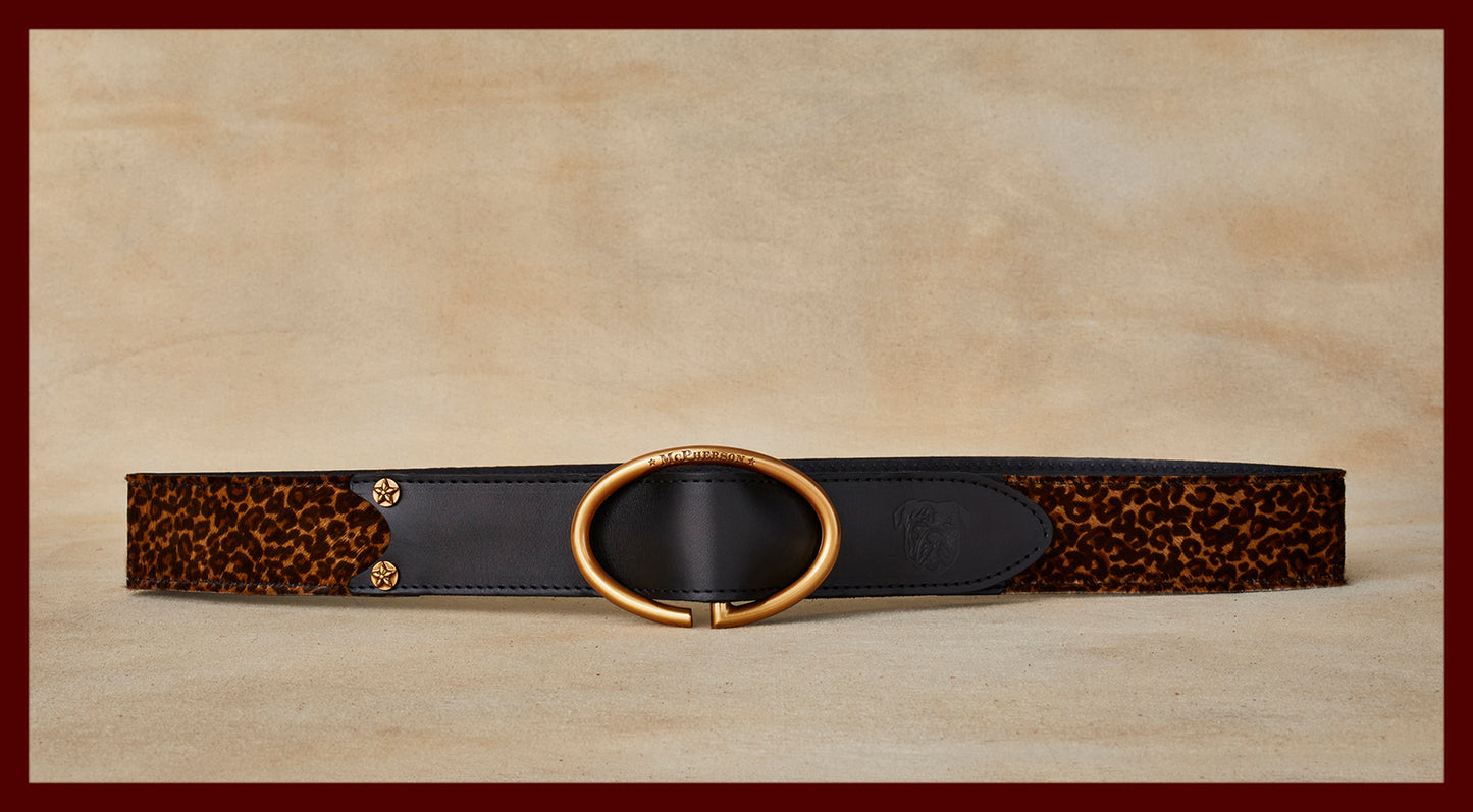 Rufus Elliptic Dark Leopard Leather Belt