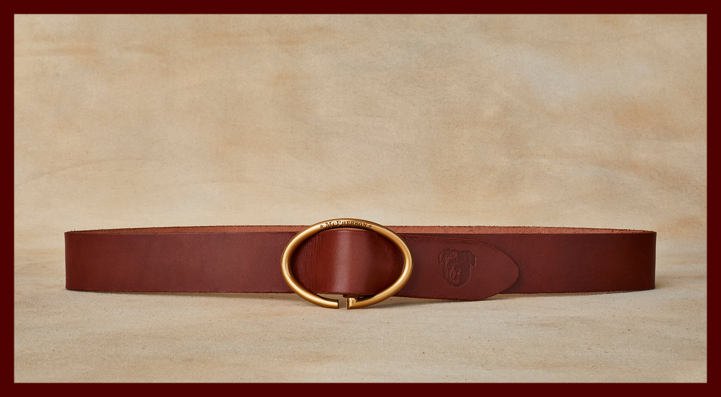 Rufus Elliptic Belt Vegetable Tanned Cowhide-Medium Brown