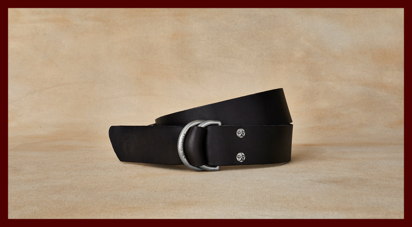 Sarge Black Leather D-Ring Belt