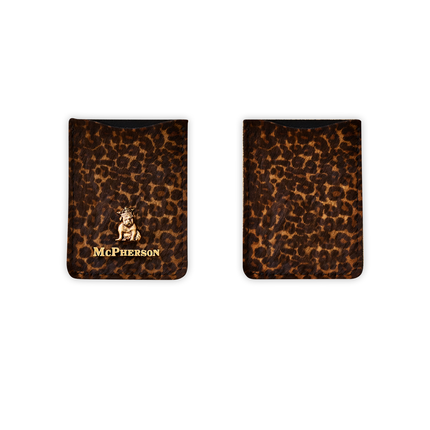 Spike Dark Leopard Leather Card Case