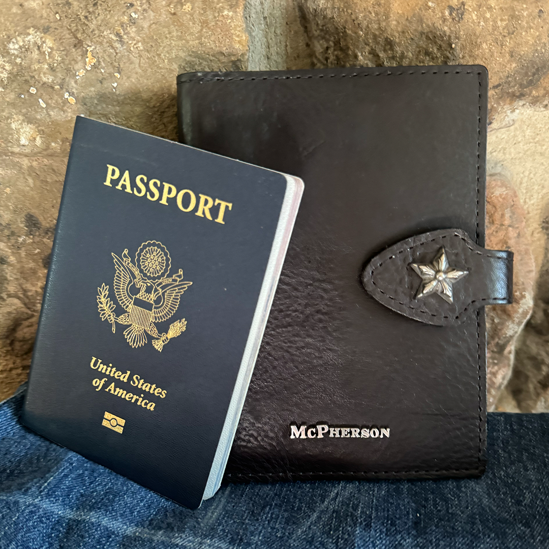 Butch Black Leather Passport Wallet