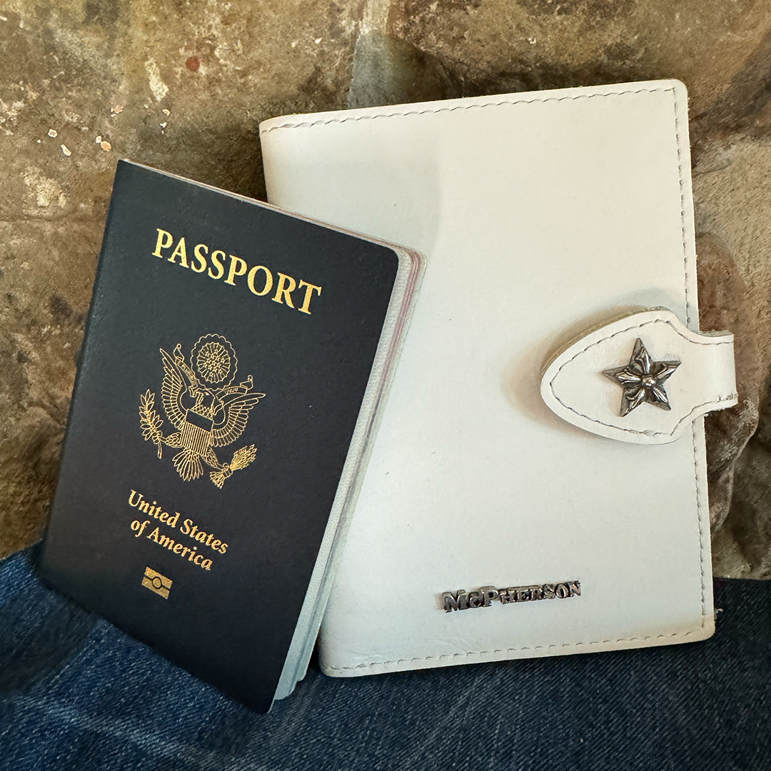Butch White Leather Passport Wallet