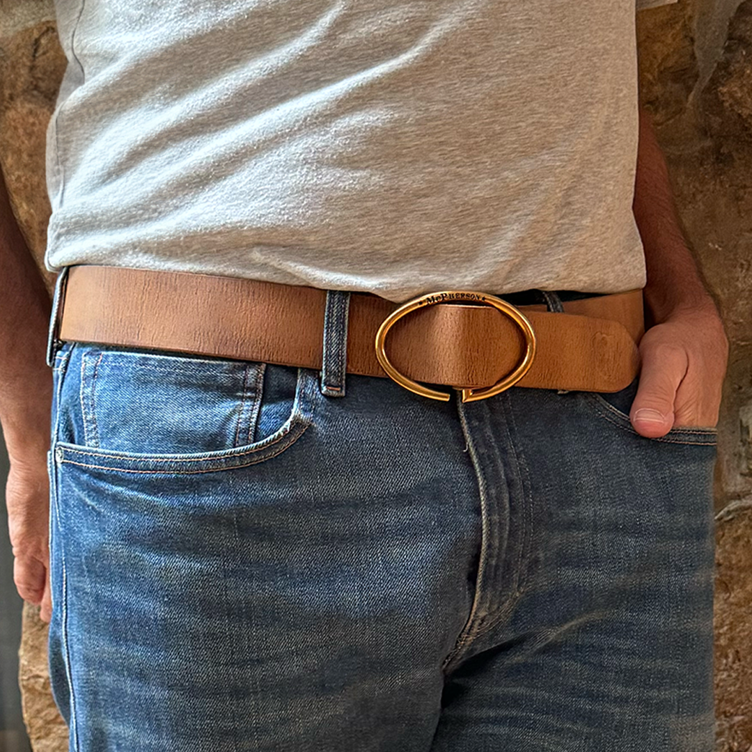 Rufus Elliptic Chestnut Leather Belt