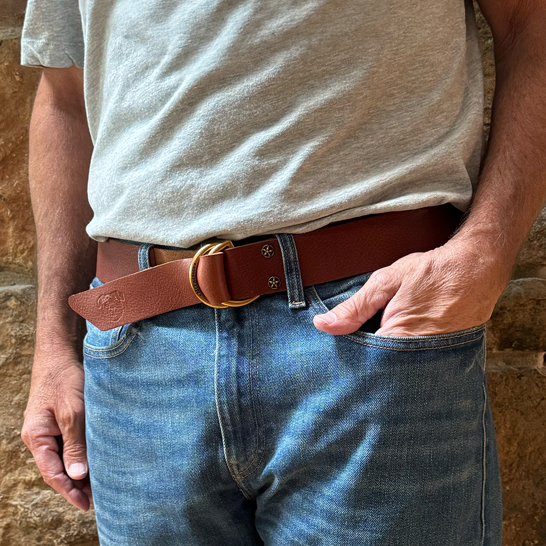 Sarge Medium Brown Leather D-Ring Belt
