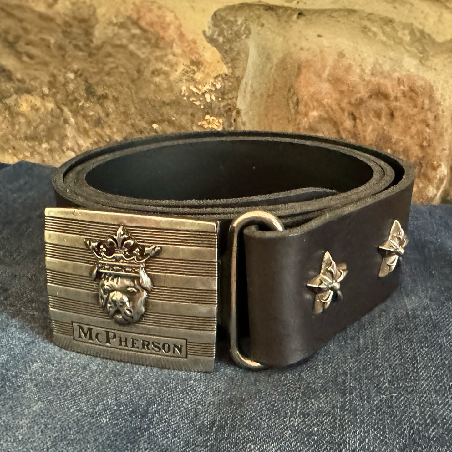 Tug's Black Leather Engineer Belt