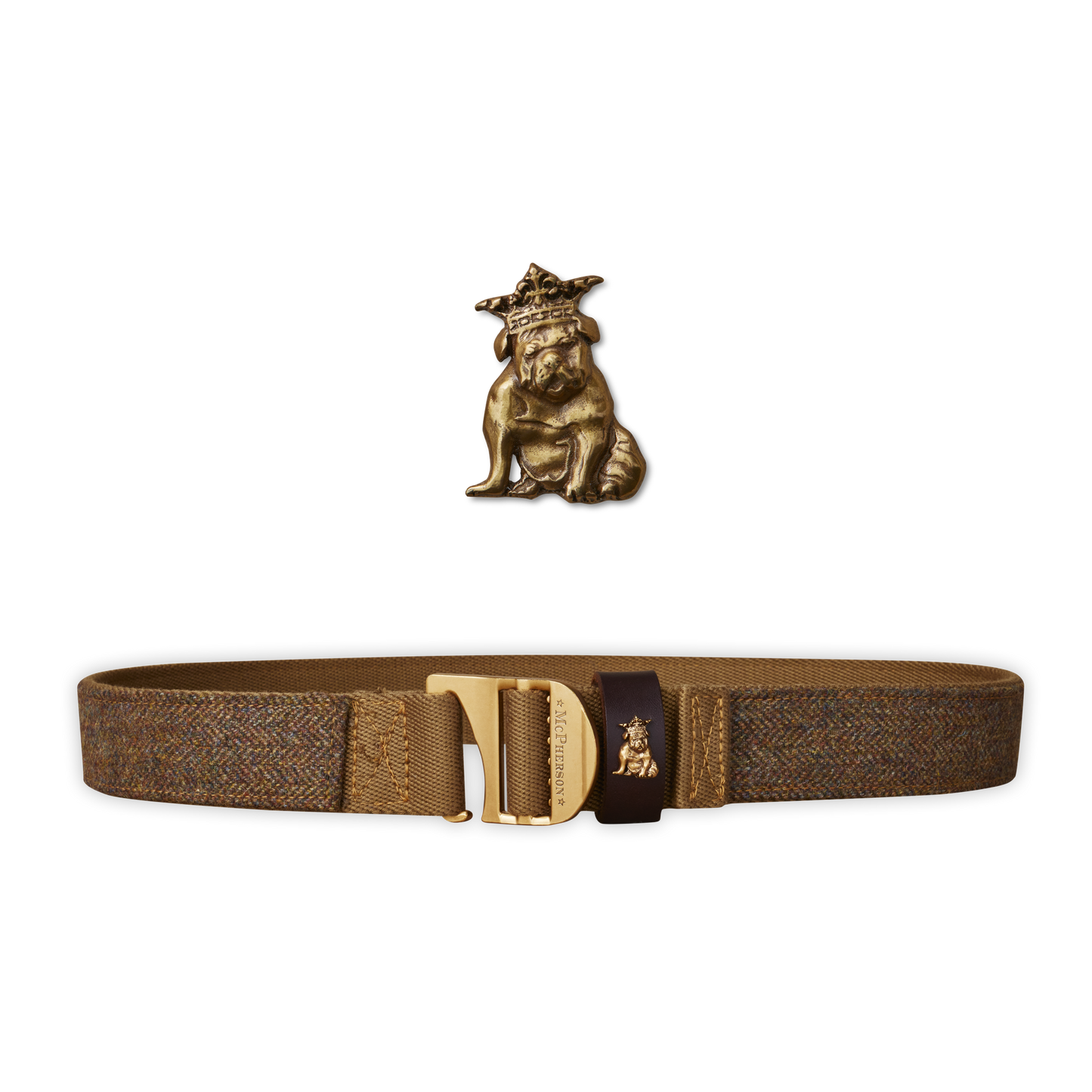 Tank Utility Belt Scottish Wool Tweed-Kirkton Brown Herringbone