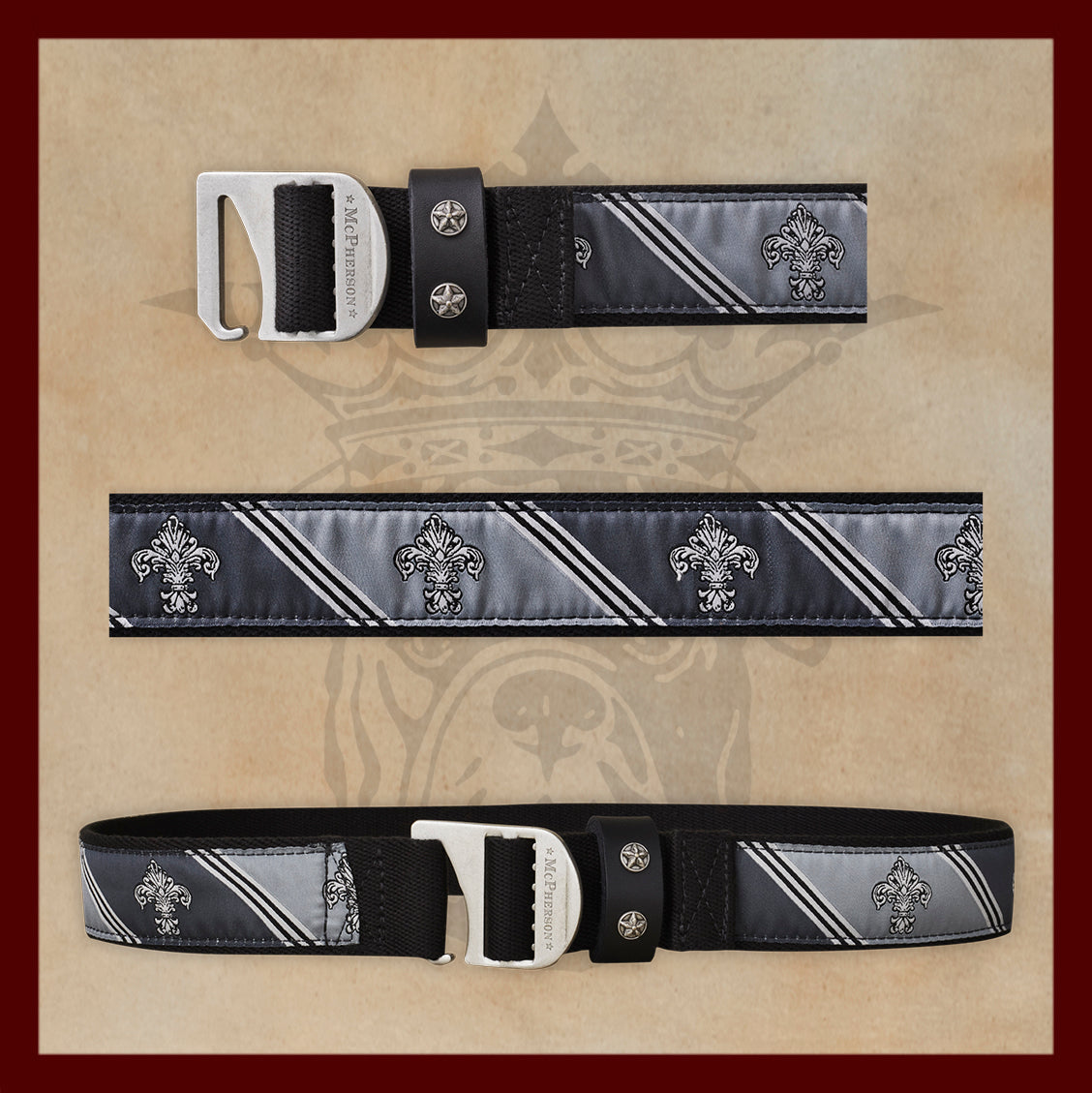 Tank Novelty Fleur de Lis Pattern Webbed Utility Belt