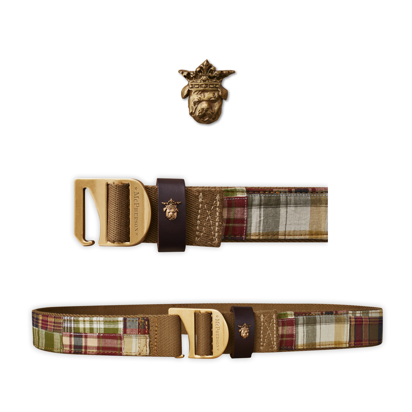 Tank Utility Belt Cotton Madras Plaid Patchwork-Green